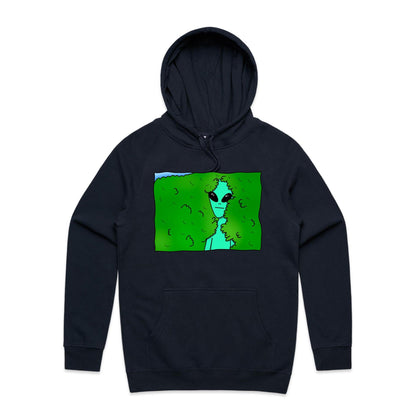 Alien Backing Into Hedge Meme - Supply Hood Navy Mens Supply Hoodie Funny Sci Fi