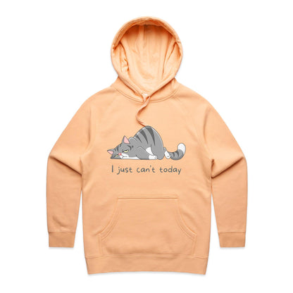 Cat, I Just Can't Today - Women's Supply Hood Peach Womens Supply Hoodie animal