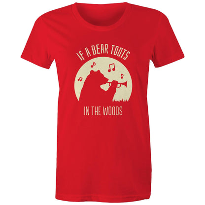If A Bear Toots In The Woods, Trumpet Player - Womens T-shirt Red Womens T-shirt animal Music