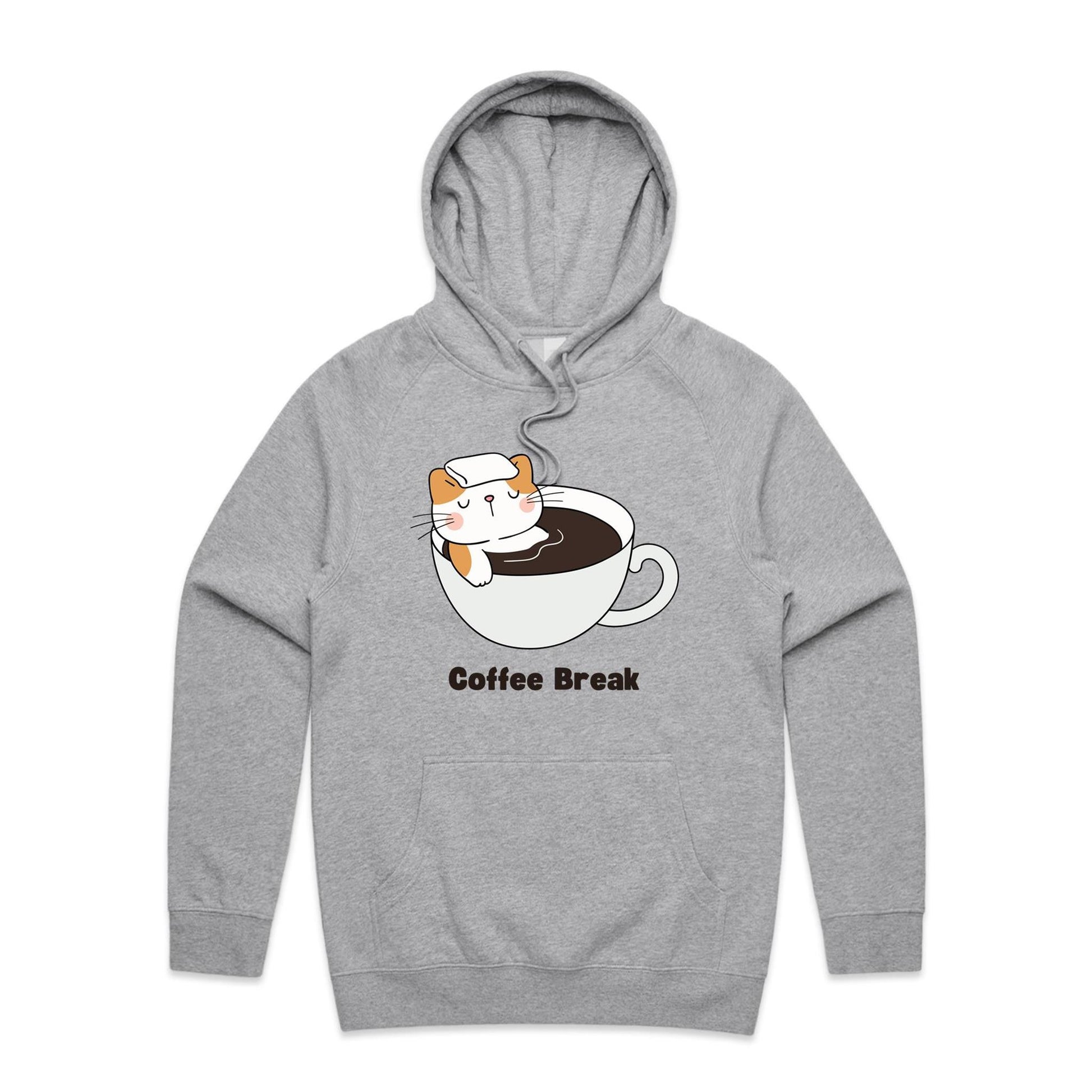 Cat Coffee Break - Supply Hood Grey Marle Mens Supply Hoodie animal Coffee