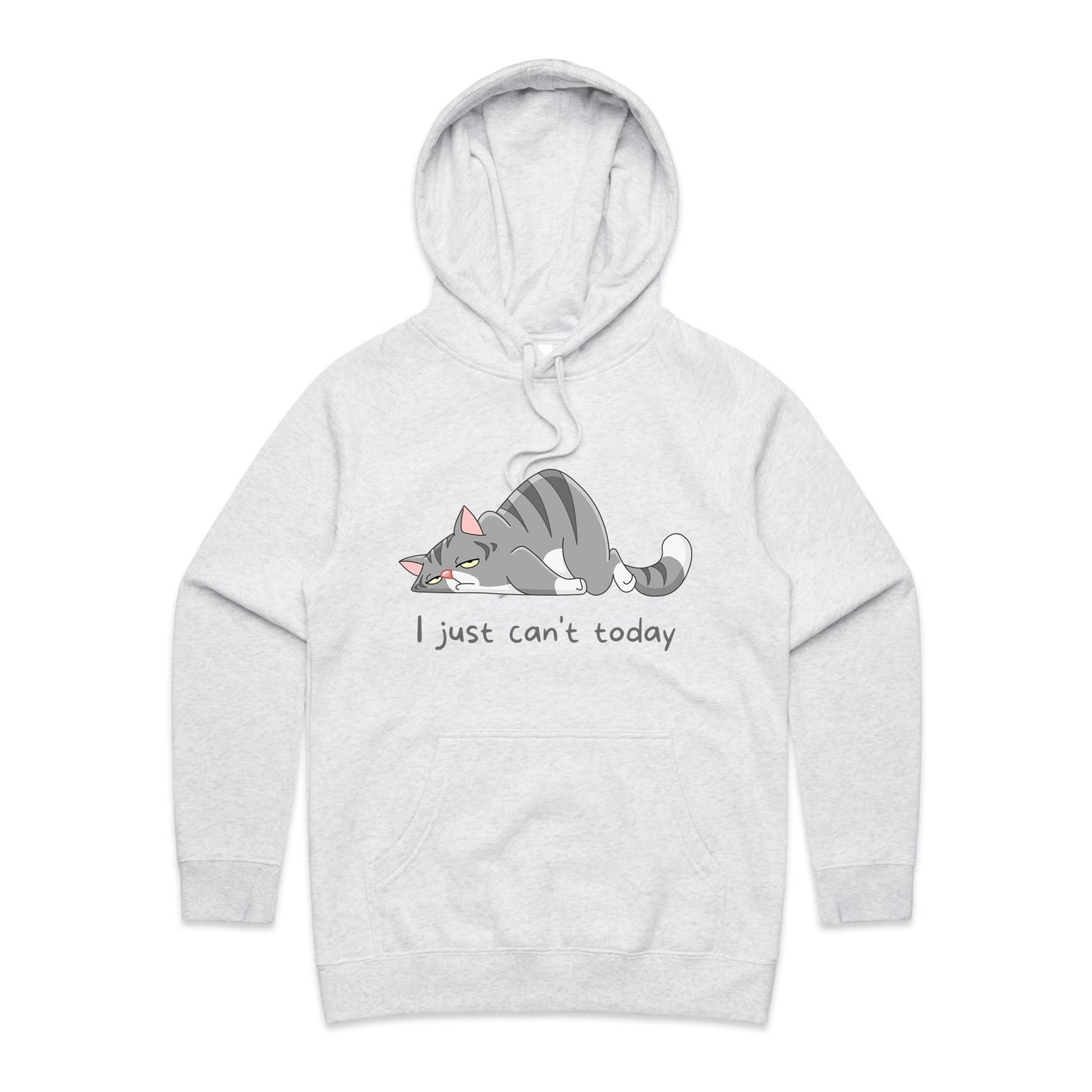 Cat, I Just Can't Today - Women's Supply Hood White Marle Womens Supply Hoodie animal