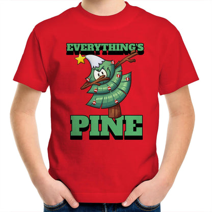 Everything's Pine - Kids Youth T-Shirt Red Christmas Kids T-shirt Merry Christmas