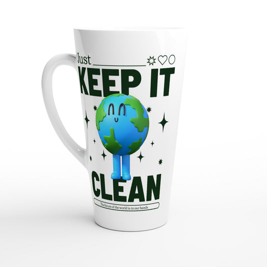Earth, Just Keep It Clean - White Latte 17oz Ceramic Mug Default Title Latte Mug Environment