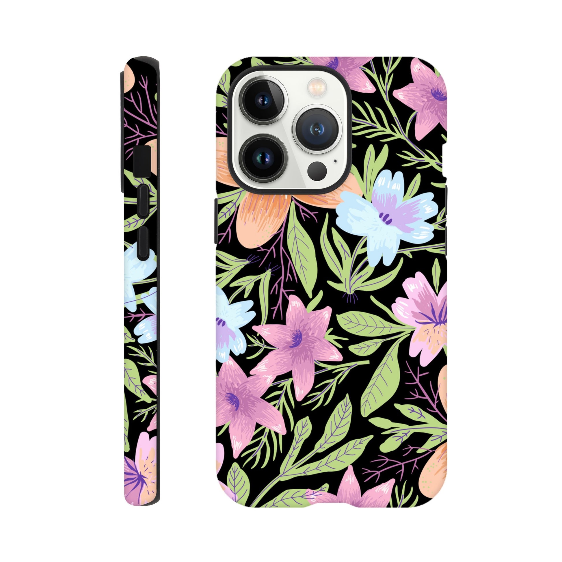 Black Floral - Phone Tough Case iPhone 13 Pro Phone Case