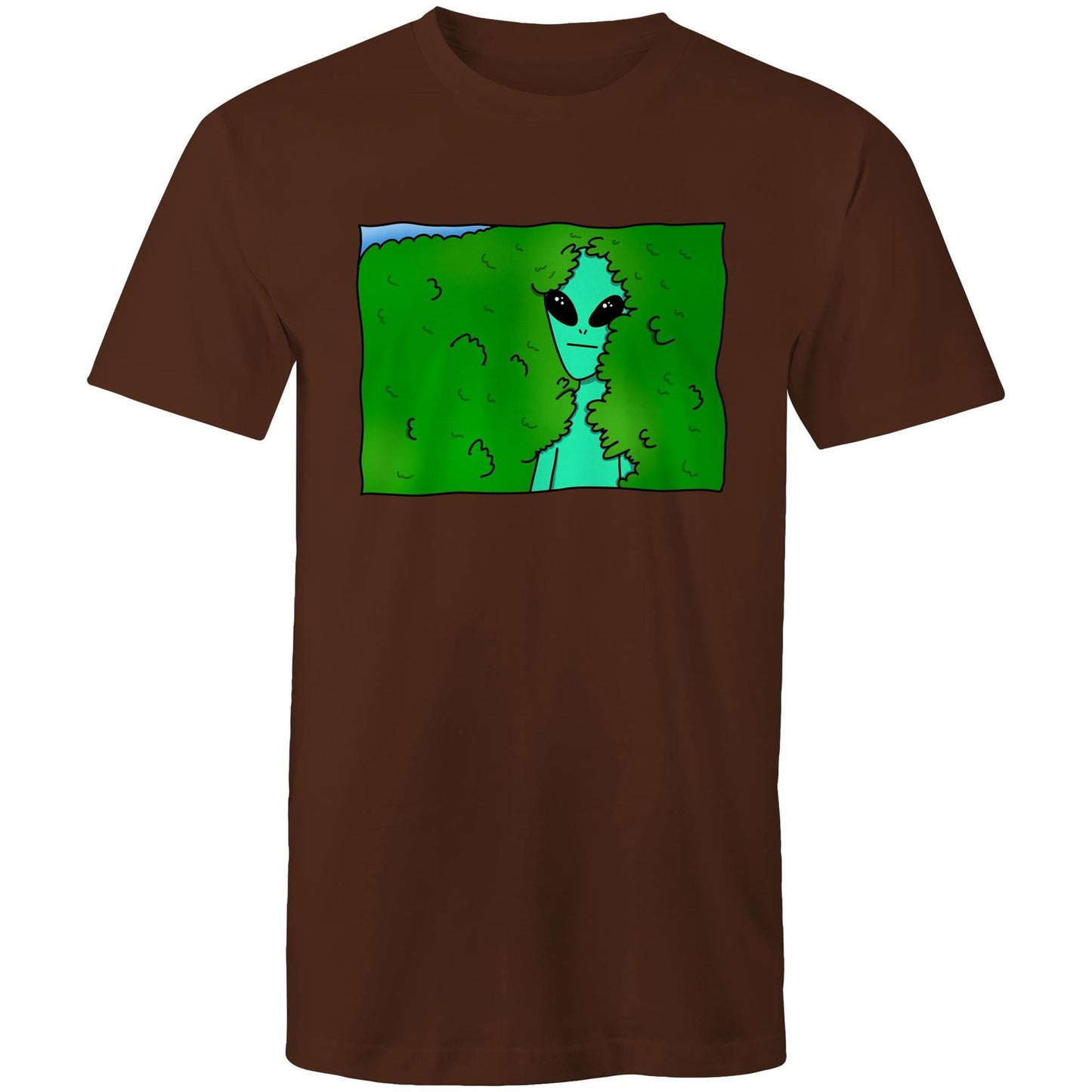 Alien Backing Into Hedge Meme - Mens T-Shirt Dark Chocolate Mens T-shirt Funny Sci Fi