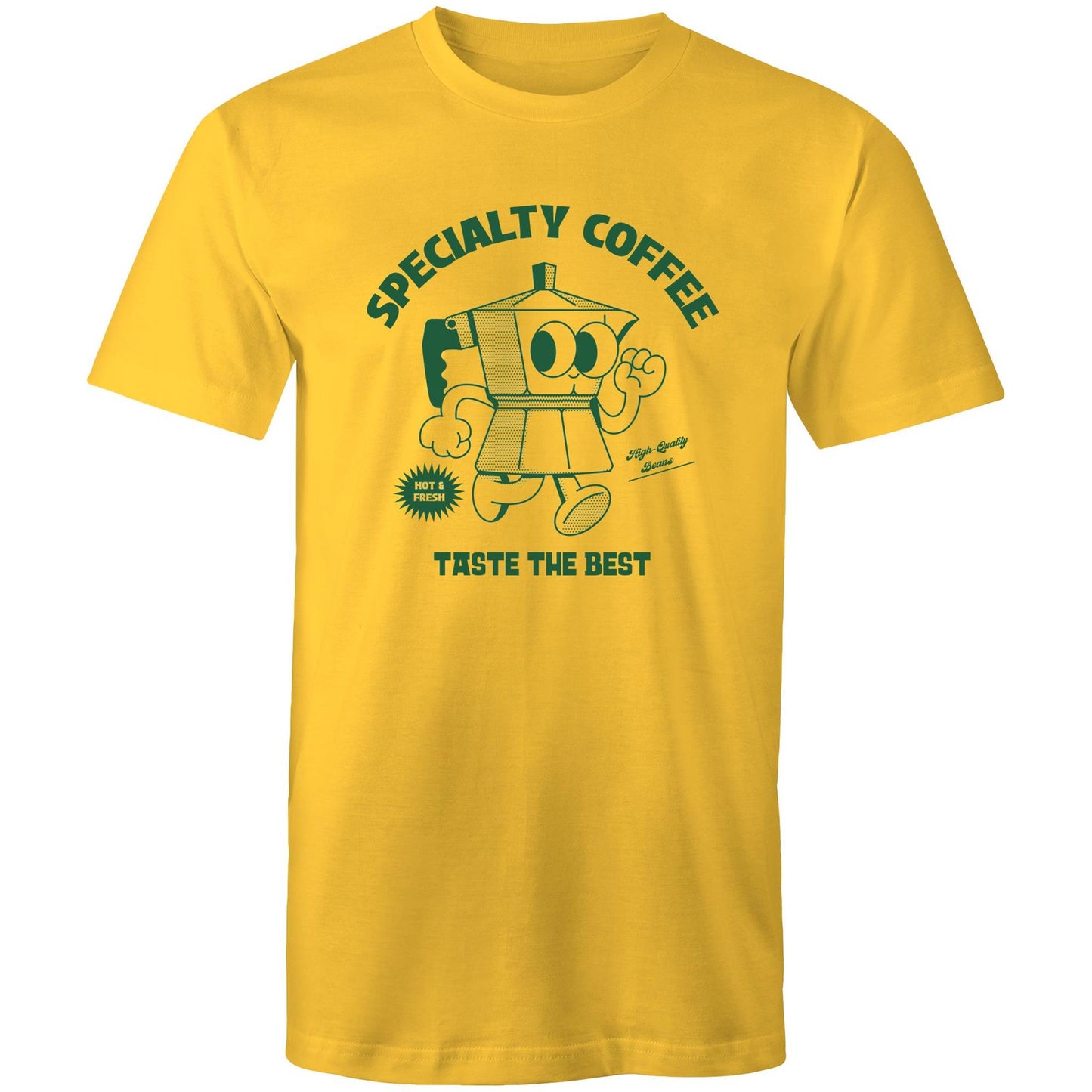 Specialty Coffee - Mens T-Shirt Yellow Mens T-shirt Coffee Retro
