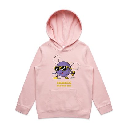 Music Moves Me, Earbuds - Youth Supply Hood Pink Kids Hoodie Music