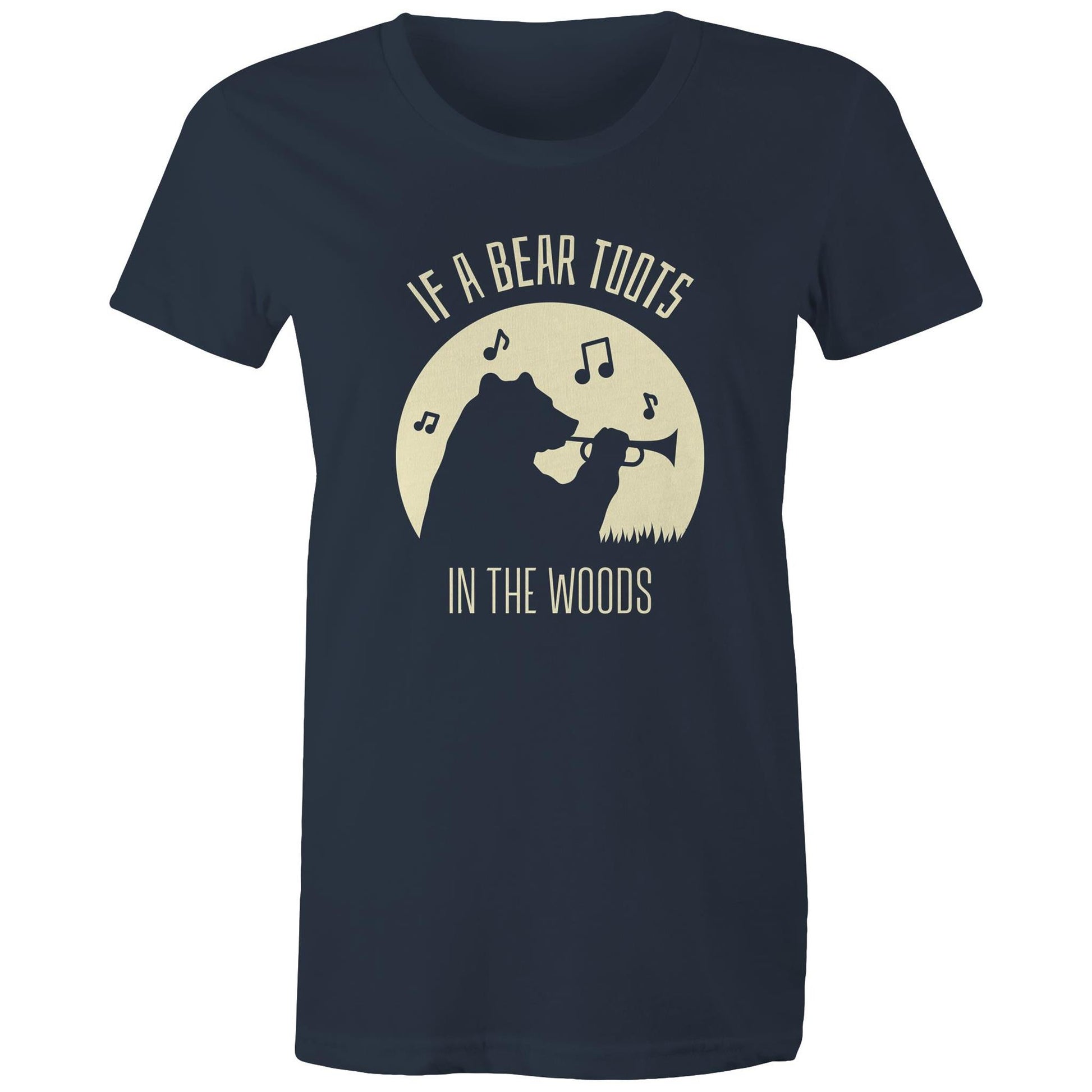 If A Bear Toots In The Woods, Trumpet Player - Womens T-shirt Navy Womens T-shirt animal Music