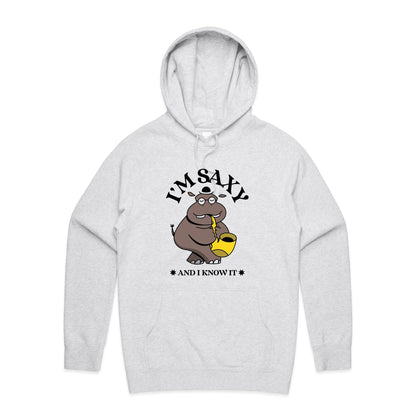 I'm Saxy And I Know It, Saxophone Player - Supply Hood White Marle Mens Supply Hoodie Music