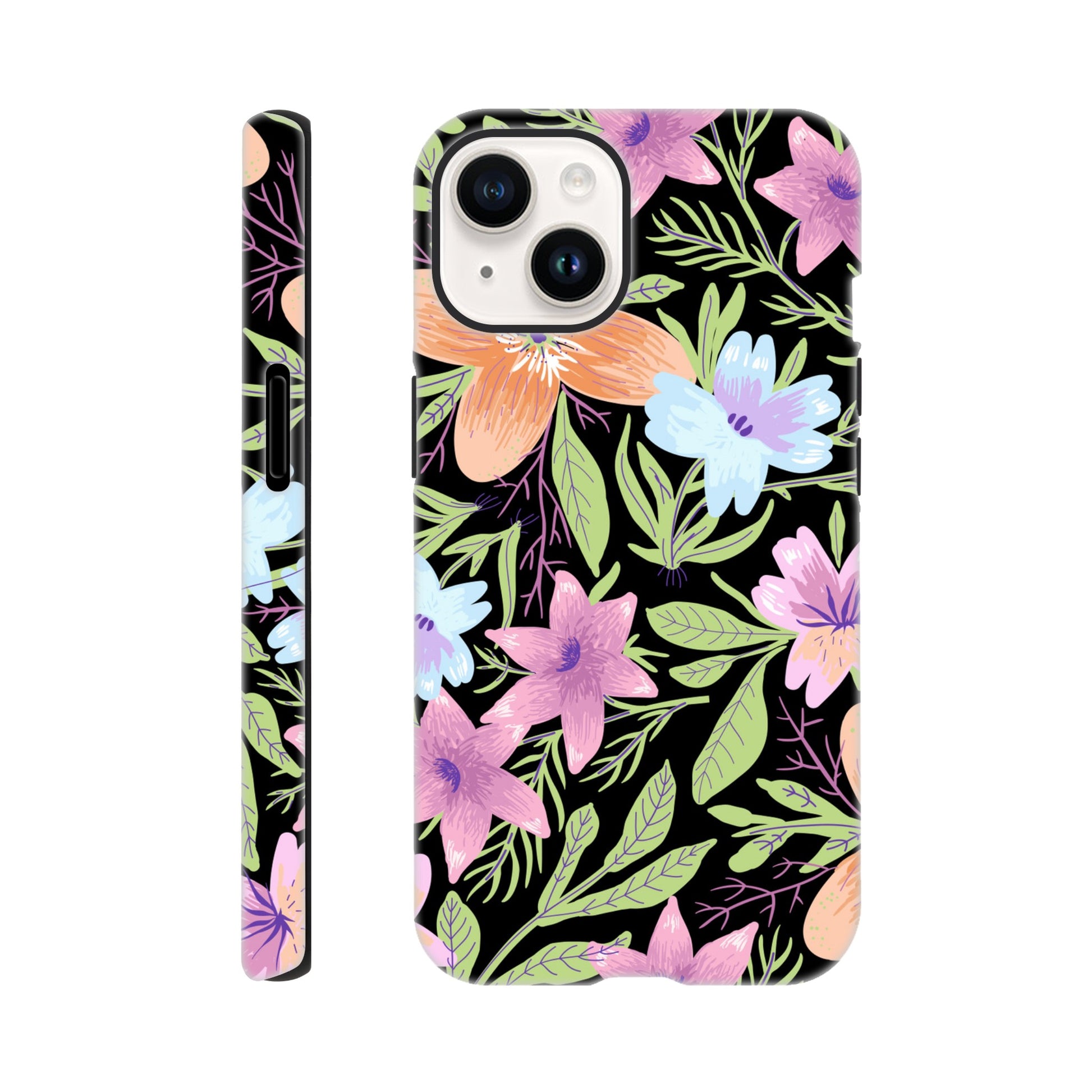 Black Floral - Phone Tough Case iPhone 14 Phone Case