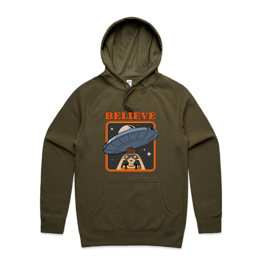 UFO, I Want To Believe - Supply Hood Army Mens Supply Hoodie Sci Fi
