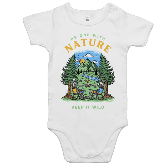 Be One With Nature, Skeleton - Baby Bodysuit White Baby Bodysuit Environment Summer