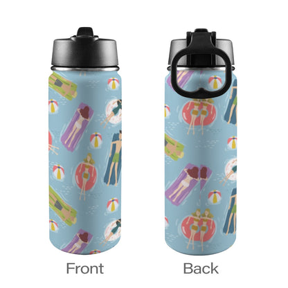Beach Float - Insulated Water Bottle with Straw Lid (18oz) Insulated Water Bottle with Swing Handle