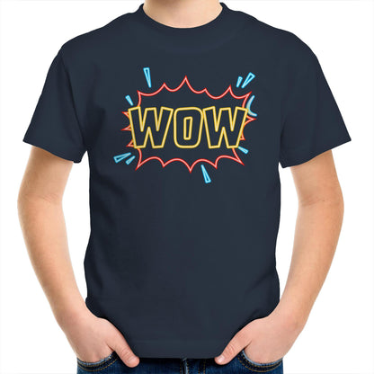 Wow, Comic Book - Kids Youth T-Shirt Navy Kids Youth T-shirt comic