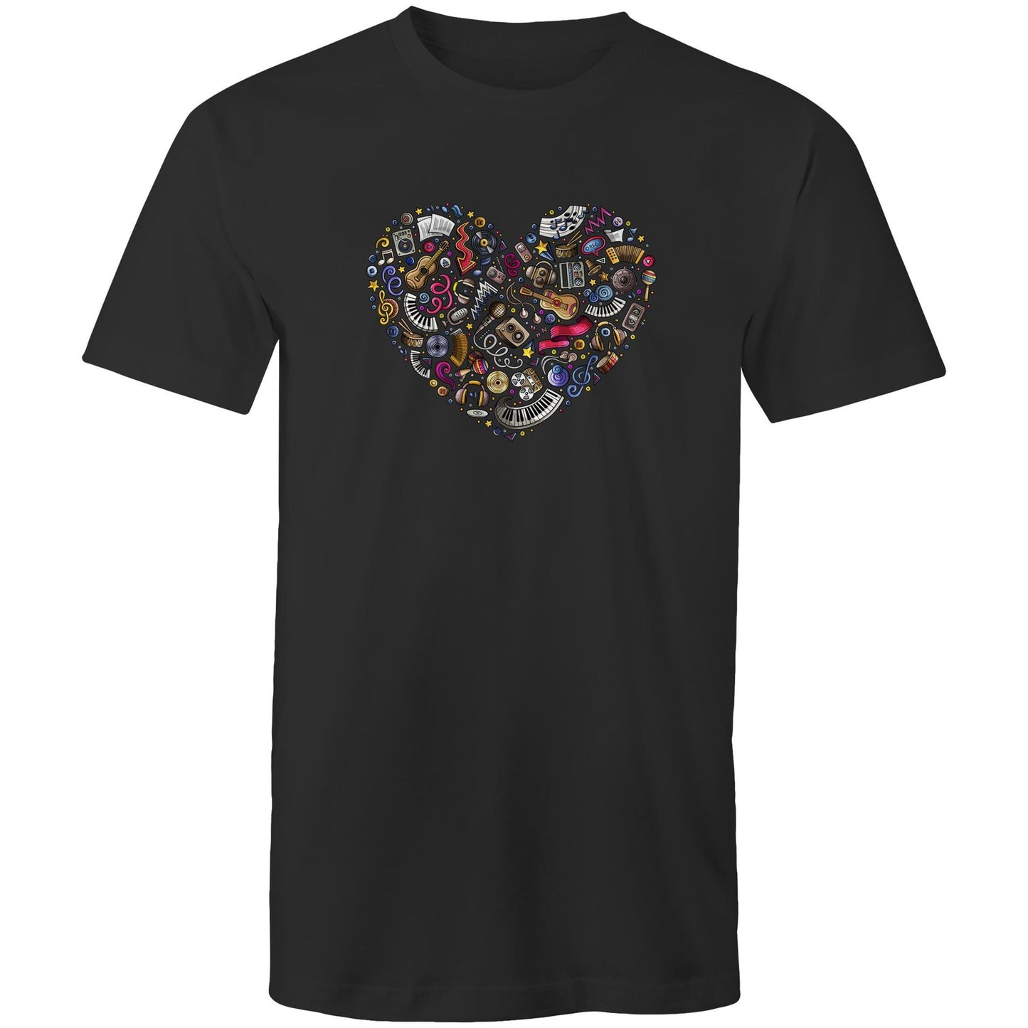 Heart Music - Mens T-Shirt Black Mens T-shirt Music