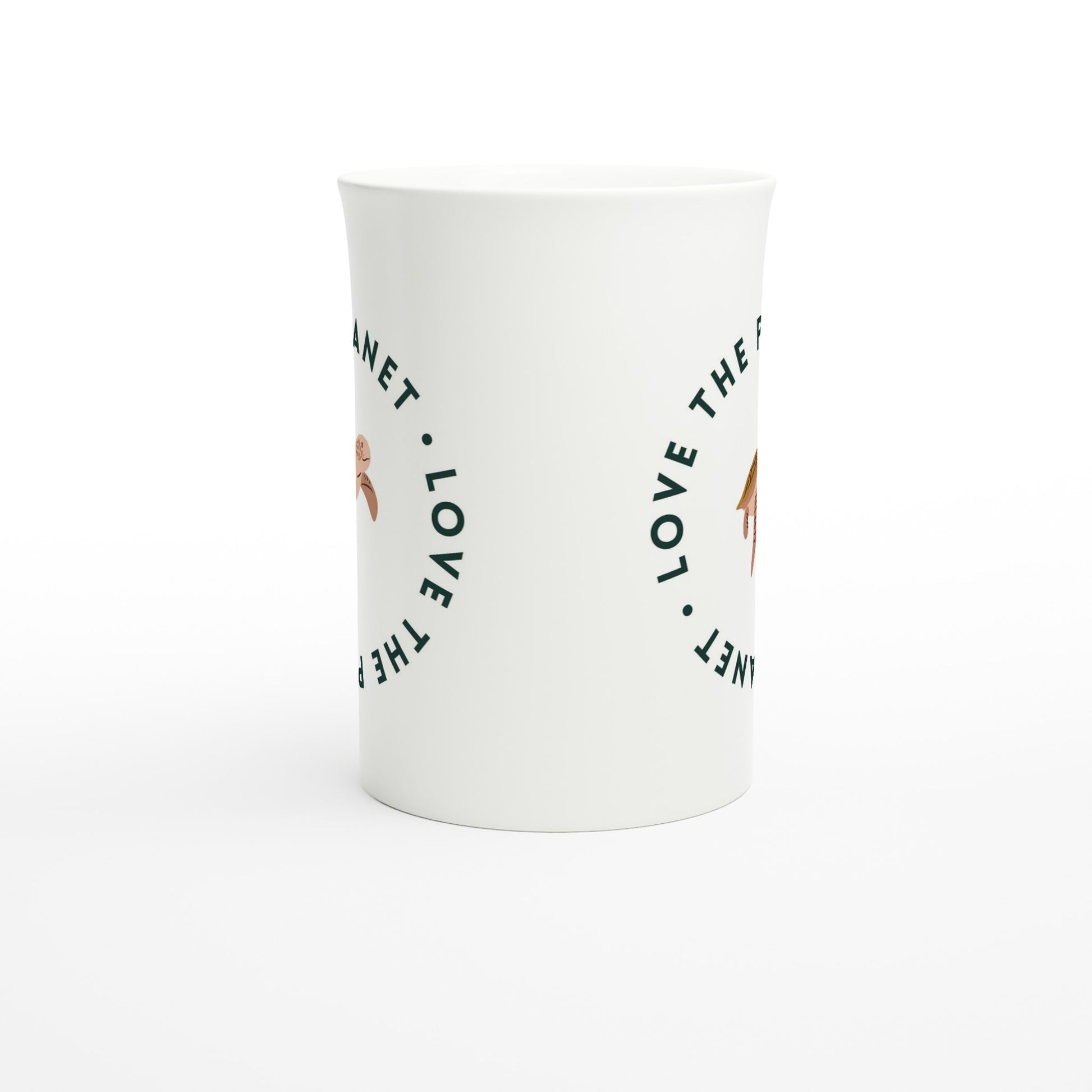 Love The Planet - White 10oz Porcelain Slim Mug Porcelain Mug Environment