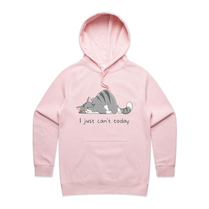Cat, I Just Can't Today - Women's Supply Hood Pink Womens Supply Hoodie animal
