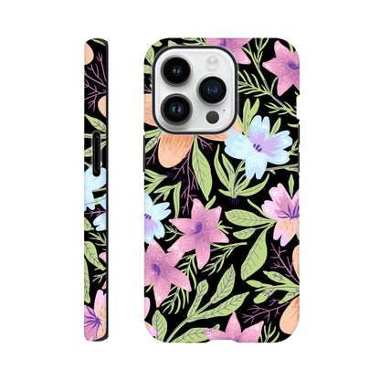 Black Floral - Phone Tough Case iPhone 14 Pro Phone Case