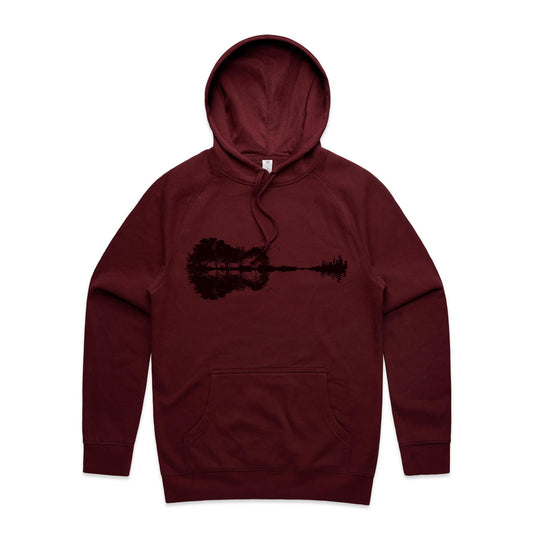 Guitar Reflection - Supply Hood Burgundy Mens Supply Hoodie