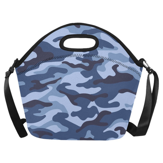 Blue Camouflage - Neoprene Lunch Bag/Large Neoprene Lunch Bag/Large