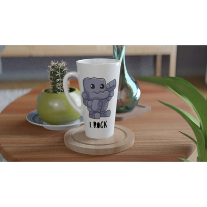 I Rock - White Latte 17oz Ceramic Mug Latte Mug Music