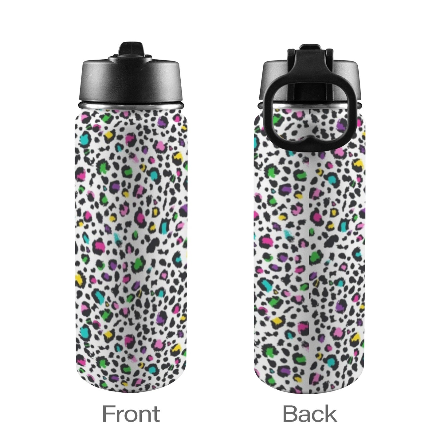 Animal Print In Colour - Insulated Water Bottle with Straw Lid (18oz) Insulated Water Bottle with Swing Handle