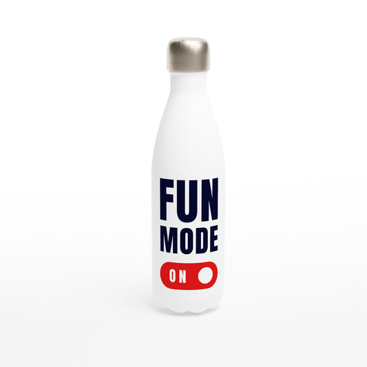 Fun Mode On - White 17oz Stainless Steel Water Bottle Default Title White Water Bottle