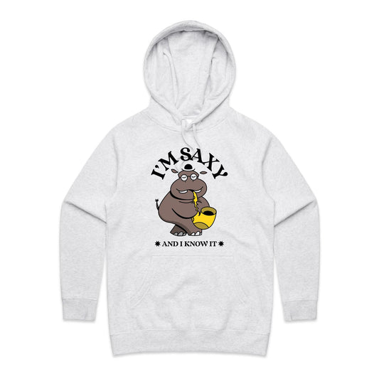 I'm Saxy And I Know It, Saxophone Player - Women's Supply Hood White Marle Womens Supply Hoodie animal Music