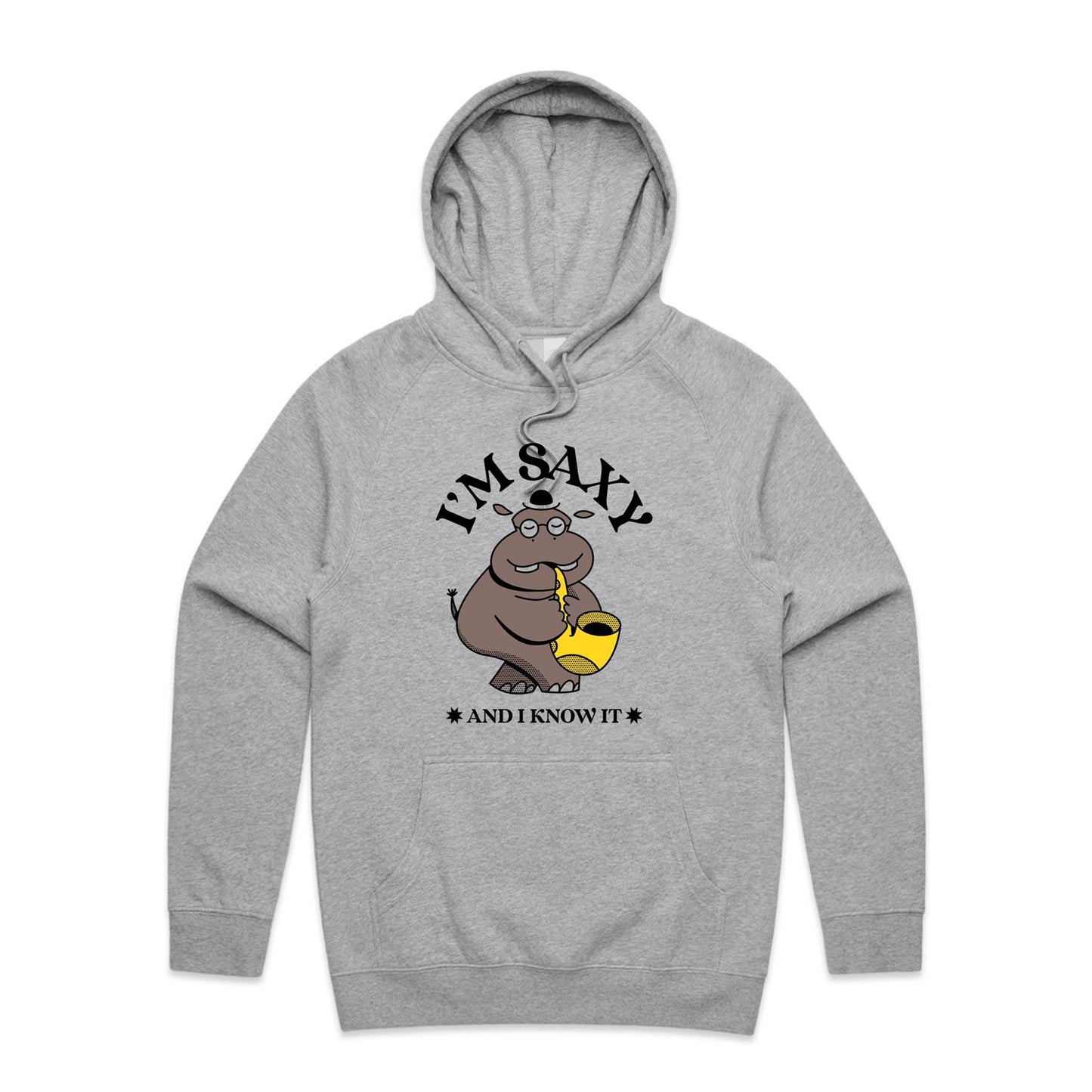 I'm Saxy And I Know It, Saxophone Player - Supply Hood Grey Marle Mens Supply Hoodie Music