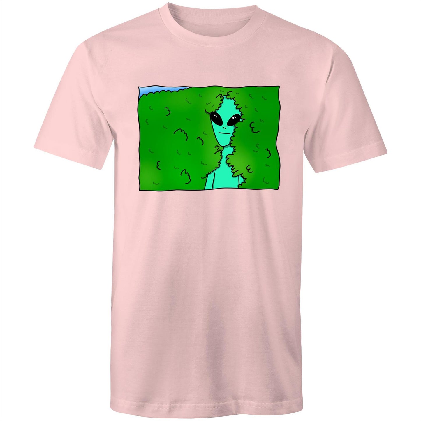 Alien Backing Into Hedge Meme - Mens T-Shirt Pink Mens T-shirt Funny Sci Fi