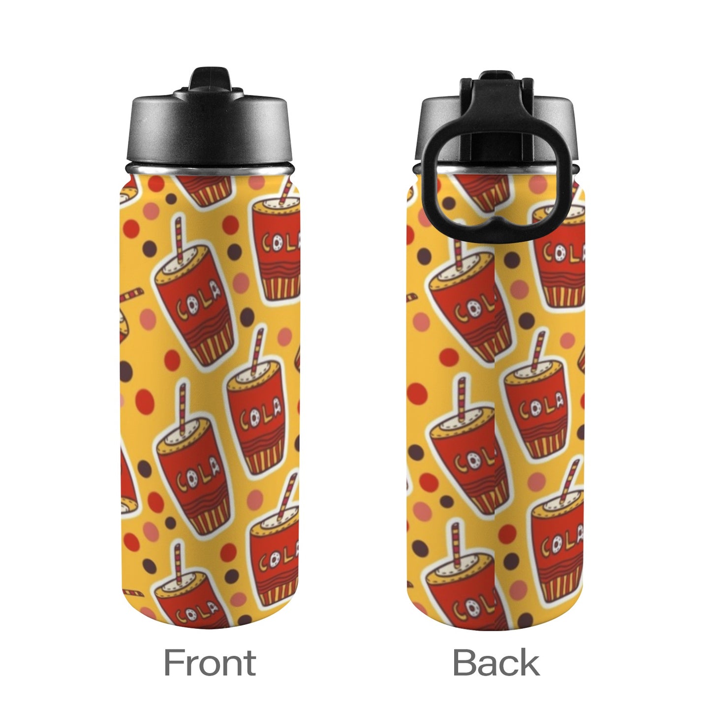 Cola - Insulated Water Bottle with Straw Lid (18oz) Insulated Water Bottle with Swing Handle