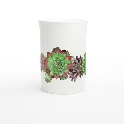 Cactus - White 10oz Porcelain Slim Mug Porcelain Mug Plants