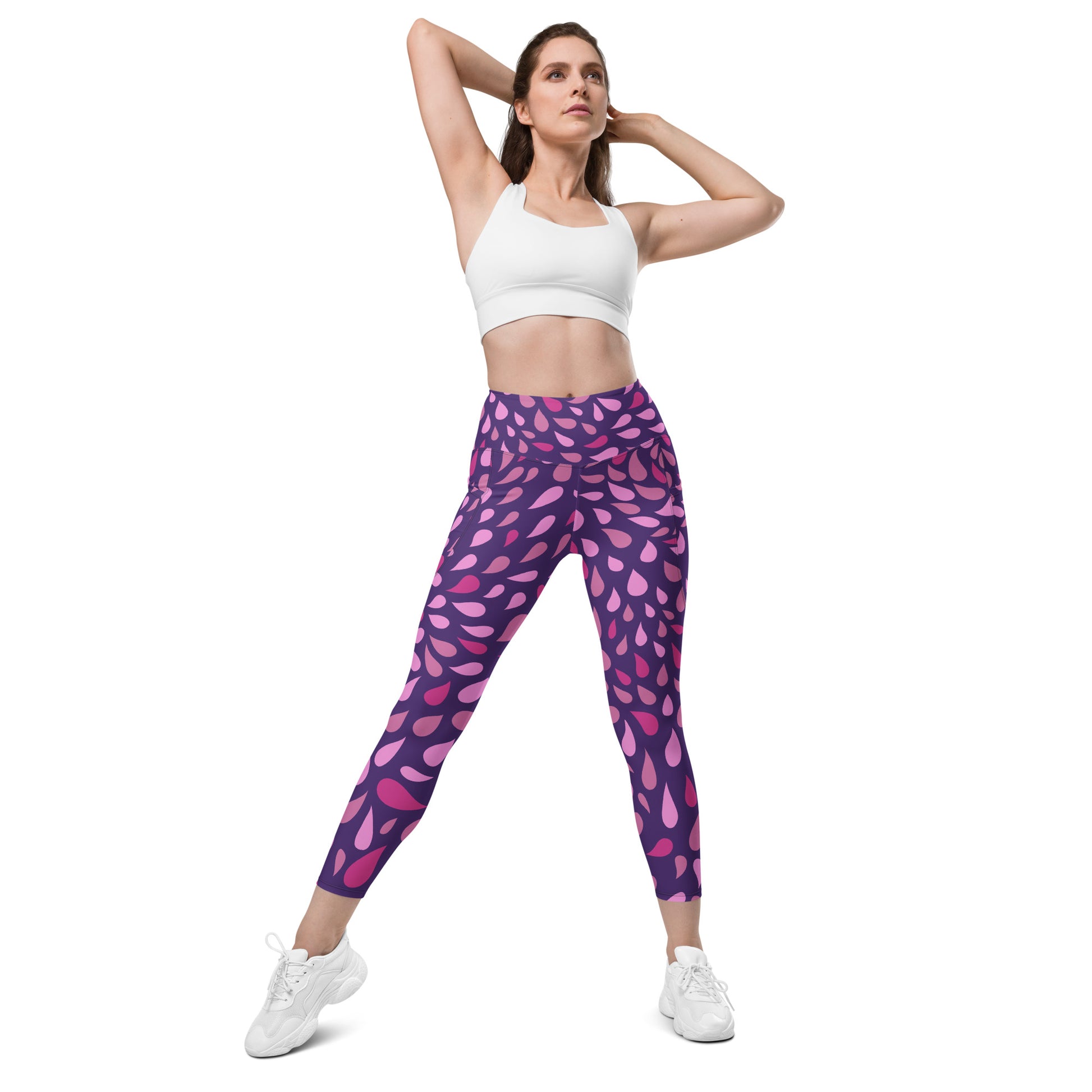 Purple Leaves - Leggings with pockets, 2XS - 6XL Leggings With Pockets 2XS - 6XL (US)