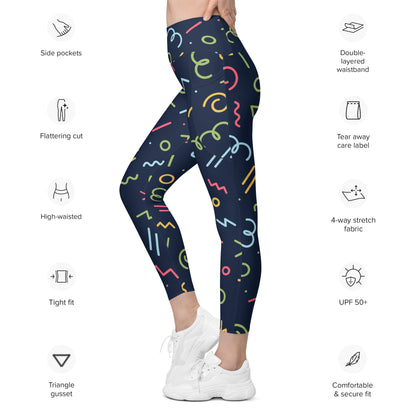 Squiggles - Leggings with pockets, 2XS - 6XL Leggings With Pockets 2XS - 6XL (US)