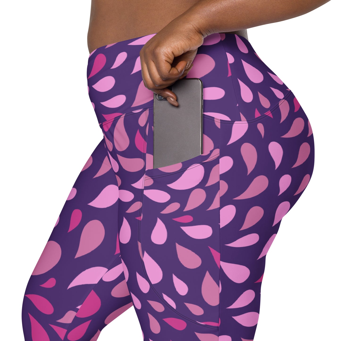 Purple Leaves - Leggings with pockets, 2XS - 6XL Leggings With Pockets 2XS - 6XL (US)