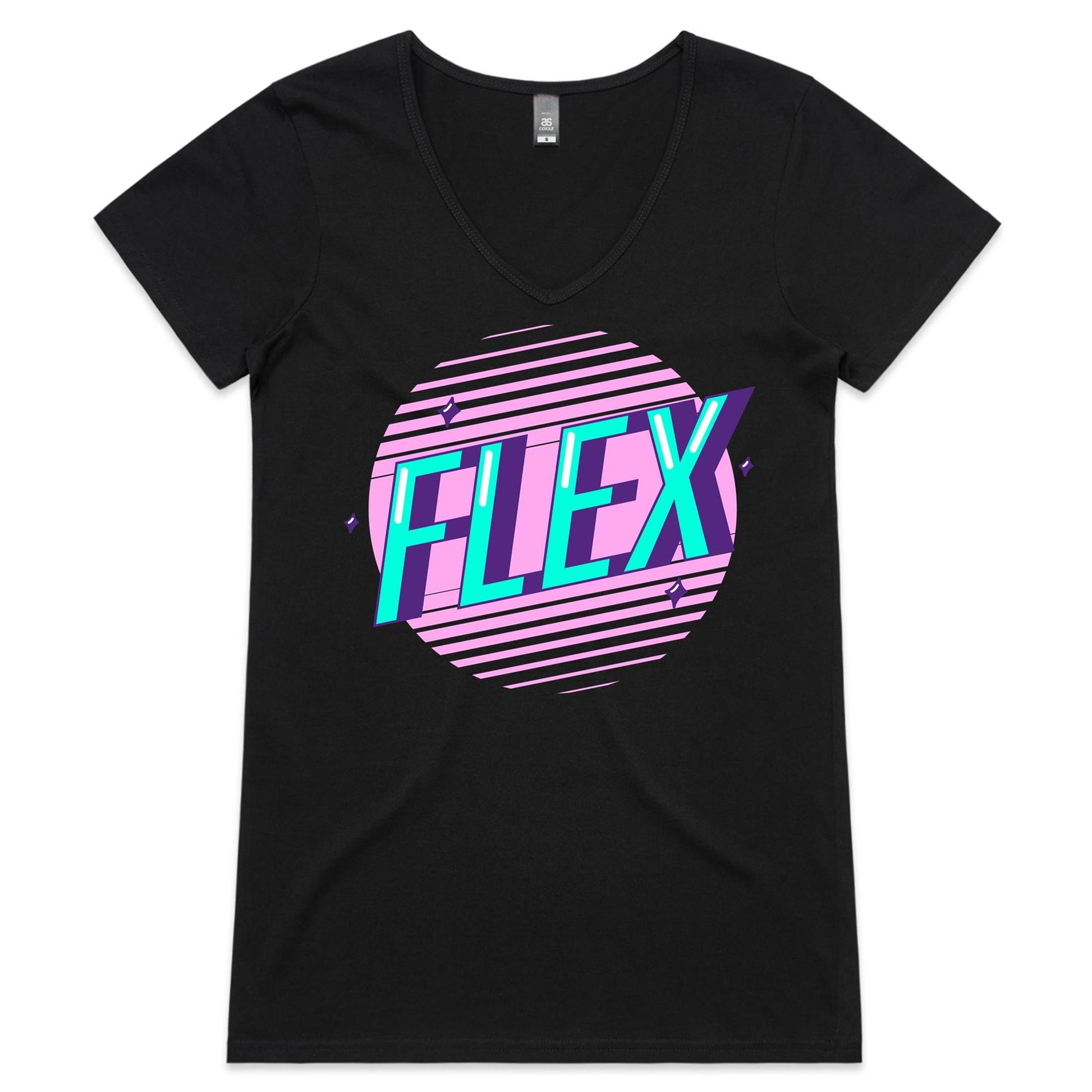 Flex - Womens V-Neck T-Shirt Black Womens Fitness V-Neck Fitness