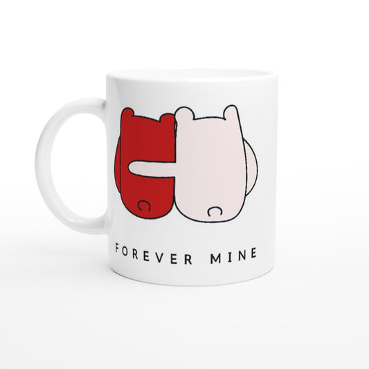 Forever Mine - White 11oz Ceramic Mug White 11oz Mug animal bear couple cute hug love marriage pink red romance valentine wedding