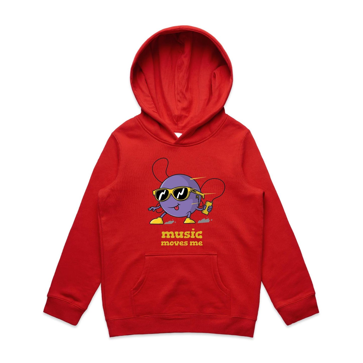 Music Moves Me, Earbuds - Youth Supply Hood Red Kids Hoodie Music