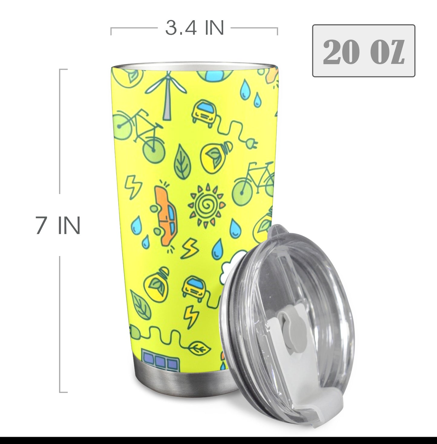 Go Green - 20oz Travel Mug with Clear Lid Clear Lid Travel Mug Environment