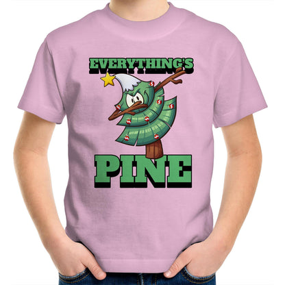 Everything's Pine - Kids Youth T-Shirt Pink Christmas Kids T-shirt Merry Christmas