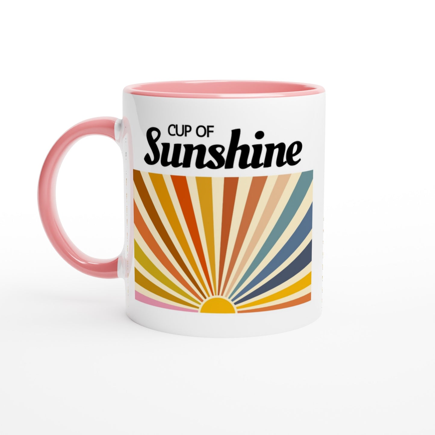 Cup Of Sunshine - White 11oz Ceramic Mug with Colour Inside Ceramic Pink Colour 11oz Mug retro