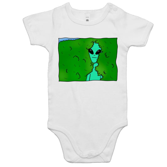 Alien Backing Into Hedge Meme - Baby Bodysuit White Baby Bodysuit Funny Sci Fi