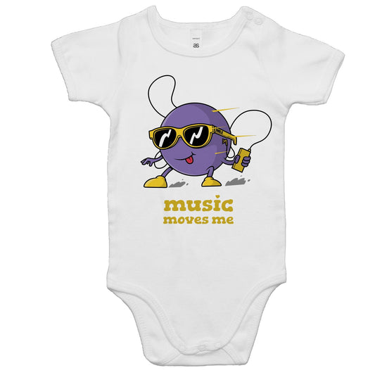 Music Moves Me, Earbuds - Baby Bodysuit White Baby Bodysuit Music