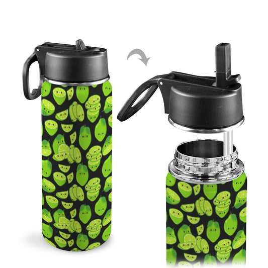 Cute Limes - Insulated Water Bottle with Straw Lid (18oz) Insulated Water Bottle with Swing Handle