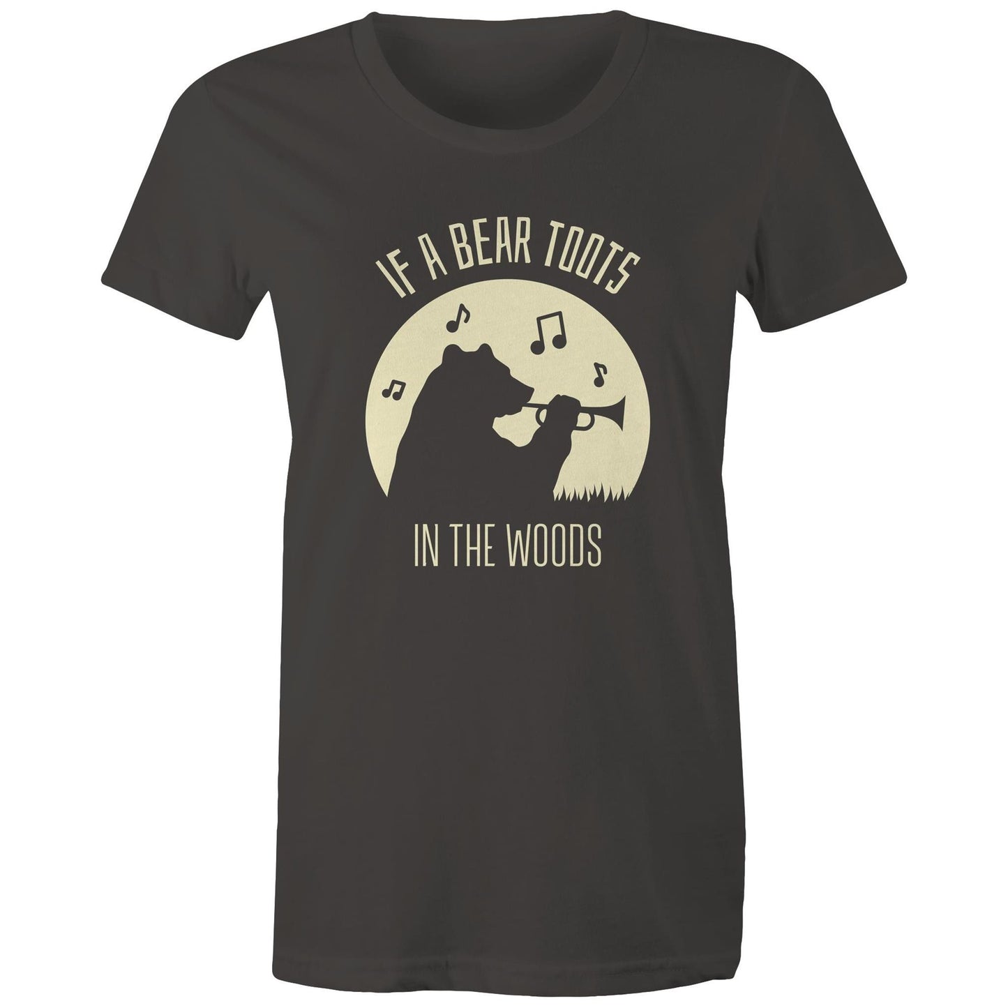 If A Bear Toots In The Woods, Trumpet Player - Womens T-shirt Charcoal Womens T-shirt animal Music