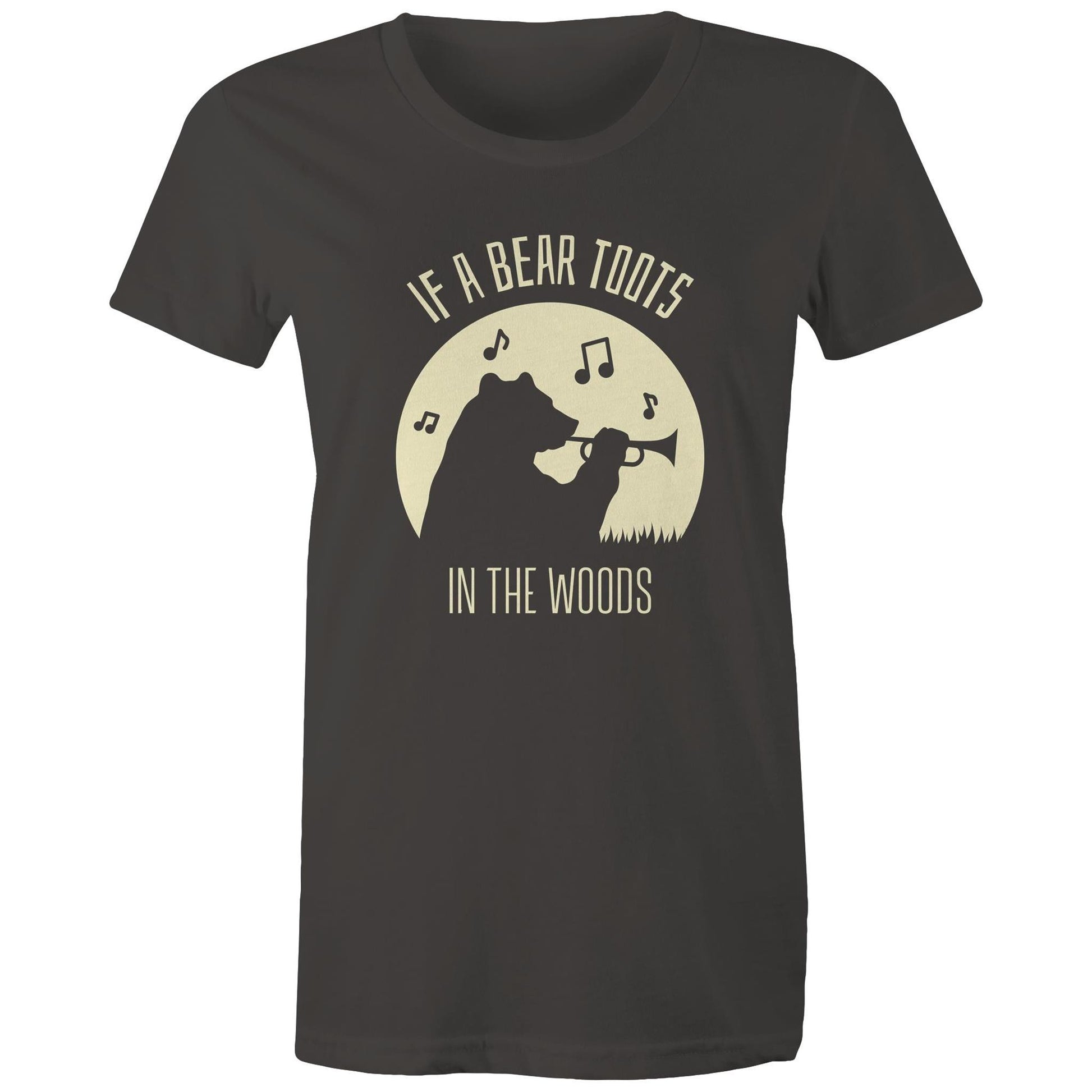 If A Bear Toots In The Woods, Trumpet Player - Womens T-shirt Charcoal Womens T-shirt animal Music