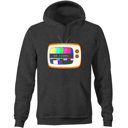 Retro Television, No Signal - Pocket Hoodie Sweatshirt Asphalt Marle Hoodie Retro
