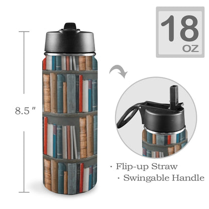Books - Insulated Water Bottle with Straw Lid (18oz) Insulated Water Bottle with Swing Handle