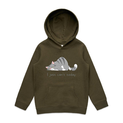 Cat, I Just Can't Today - Youth Supply Hood Army Kids Hoodie animal