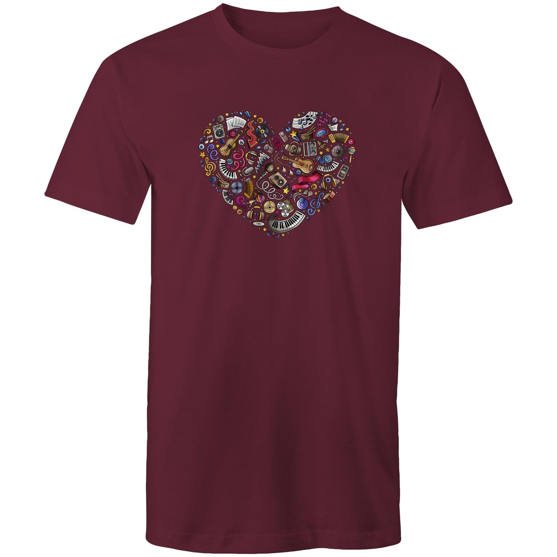 Heart Music - Mens T-Shirt Burgundy Mens T-shirt Music